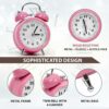 Silent Analog Desk Alarm Clock with Night Light - Pink