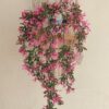 Artificial Hanging Plant with Pink Flowers in White Pot