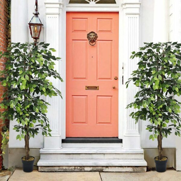 6ft Artificial Ficus Tree with Realistic Silk Leaves for Home Decor - Image 4