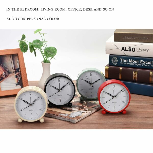 Non-Ticking Analog Alarm Clock with Night Light - Compact Design - Image 6