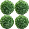 Set of 4 PVC Artificial Eucalyptus Topiary Balls - 23 cm Green