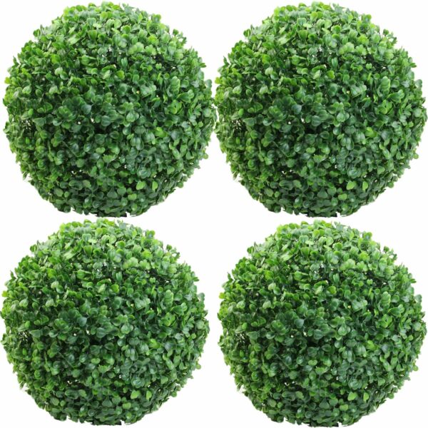 Set of 4 PVC Artificial Eucalyptus Topiary Balls - 23 cm Green - Image 2
