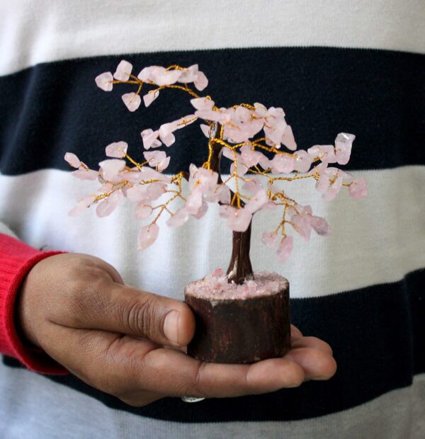 Natural Rose Quartz Crystal Tree - 100 Beads, 7-8 Inches - Image 4