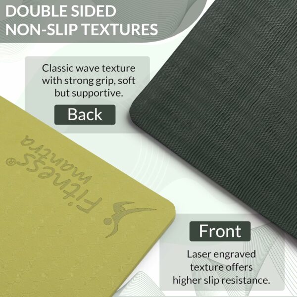 8mm Eco-Friendly Anti-Slip Yoga Mat with Carry Bag - Army + Lemon - Image 5