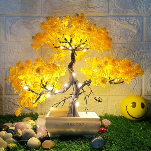 Small Artificial Bonsai Plant with Pot LED - 24cm Yellow Tree - Image 5
