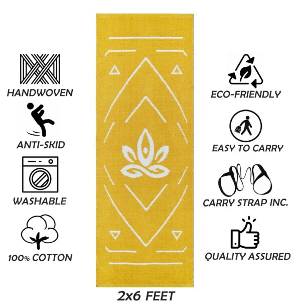 Cotton Yoga Mat 7mm Thick with Guidelines for Home Workout - Image 2
