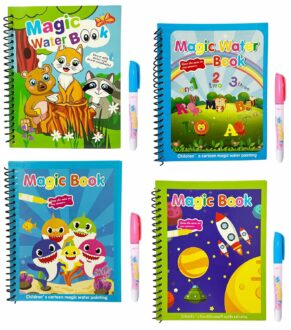 4Pc Reusable Water Coloring Books for Kids 2-10 Years