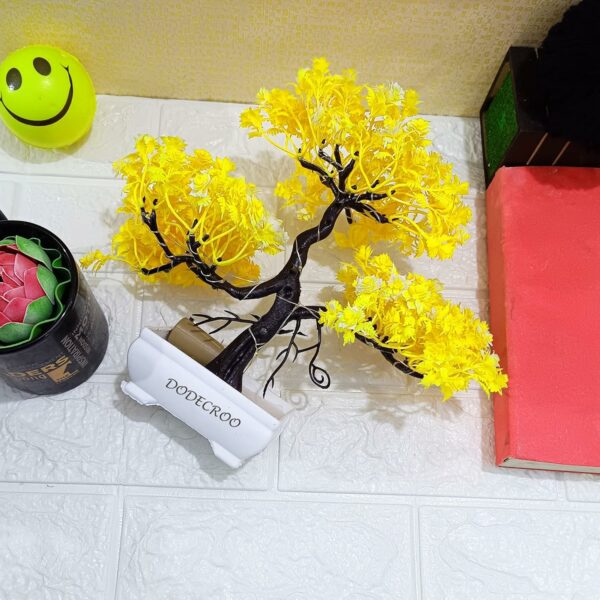 Small Artificial Bonsai Plant with Pot LED - 24cm Yellow Tree - Image 3