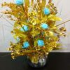 Artificial Flower Bunch with Metal Vase for Home D?cor