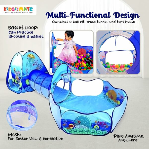 3-in-1 Ball Pool Tunnel for Kids | Indoor/Outdoor Play Tent - Image 4