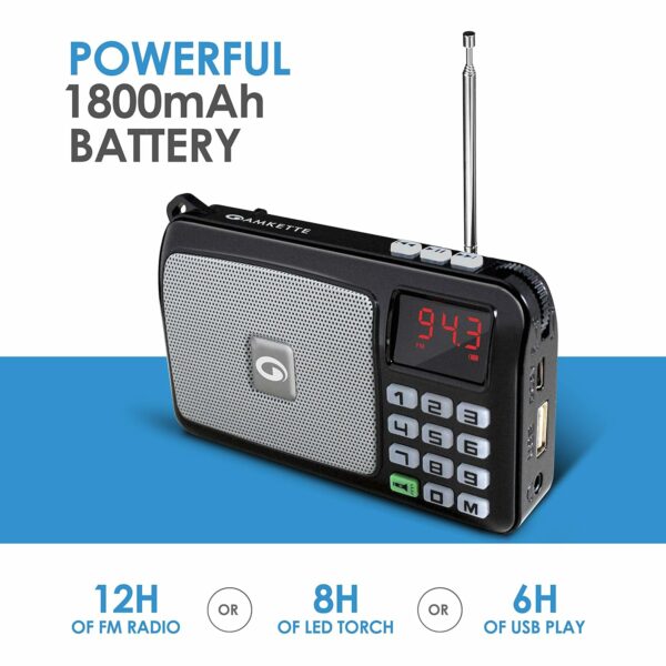 Pocket FM Portable Multimedia Speaker with Torch & 12H Playback - Image 3