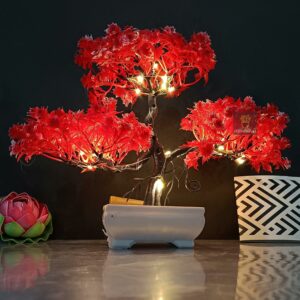 Faux Bonsai Plant with LED Light - 24cm Japanese Design