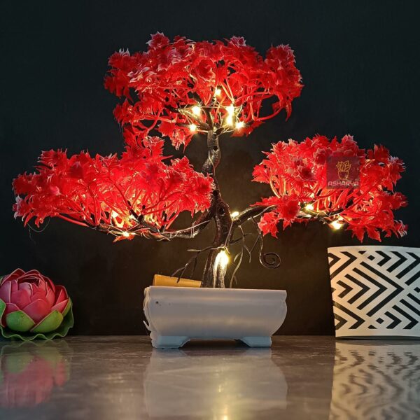Faux Bonsai Plant with LED Light - 24cm Japanese Design