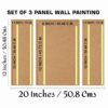 Set of 3 Deer Paintings for Wall Decoration - Large Framed Artwork