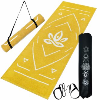 Cotton Yoga Mat 7mm Thick with Guidelines for Home Workout
