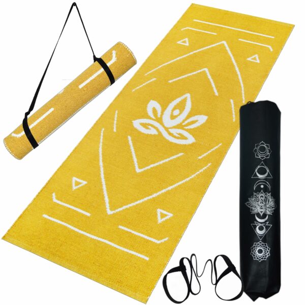 Cotton Yoga Mat 7mm Thick with Guidelines for Home Workout