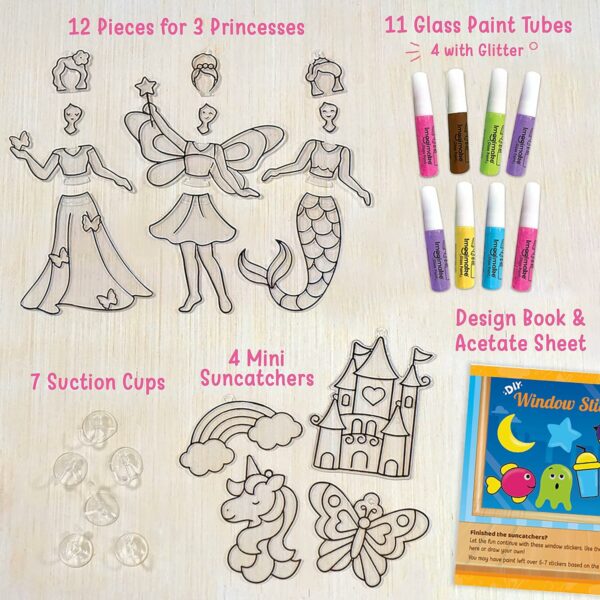 DIY Glass Painting Kit - 16 Piece Princess & Unicorn Set for Kids - Image 2