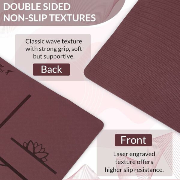 Eco-Friendly TPE Yoga Mat with Body Alignment Lines - Image 3