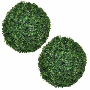 Set of 2 PVC Artificial Eucalyptus Boxwood Topiary Balls - 38 cm