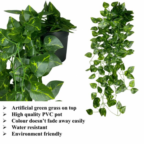 Artificial Hanging Ivy Plants with Pot - 2 Pcs Greenery Decor - Image 4