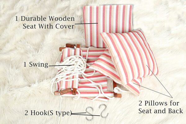 Adjustable Cotton Swing for Kids - Indoor/Outdoor Use, Safety Belt & Pillows - Image 4