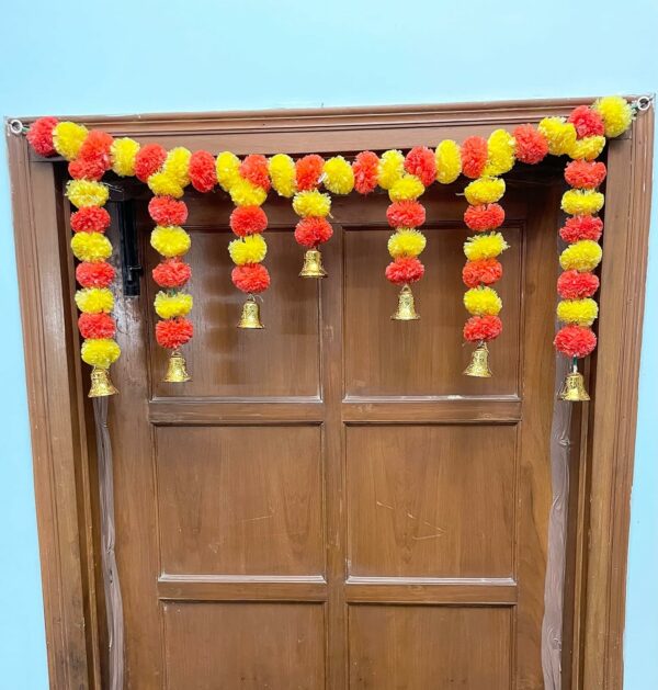 Artificial Marigold Garlands Door Toran Set - 1 Piece - Image 5