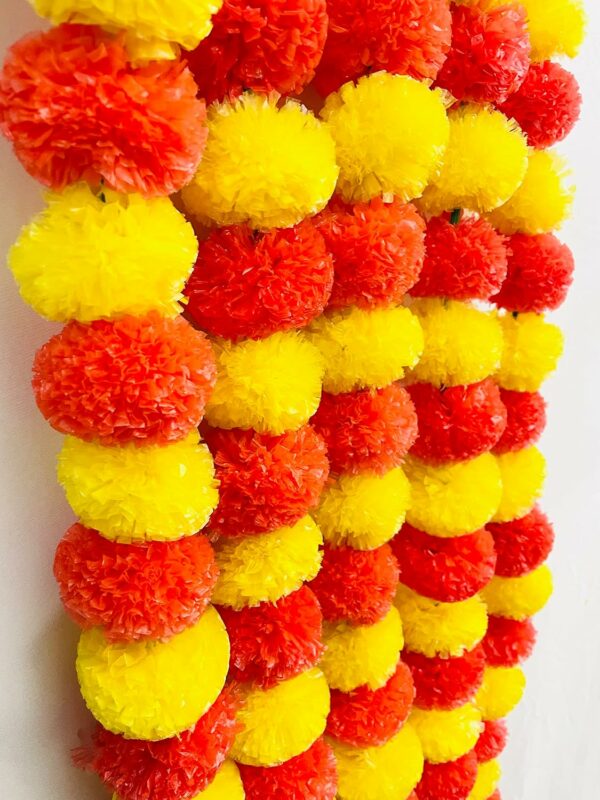 Artificial Marigold Flower Garlands - 5 Pcs for Home Decor - Image 3