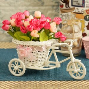 Cycle Shape Flower Vase with Peonies for Home Decor - 21x19 cm