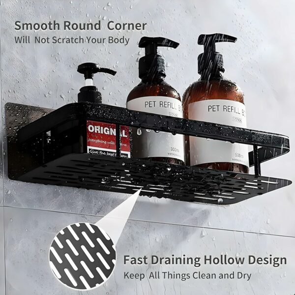 Multipurpose Self-Adhesive Aluminium Bathroom Shelf - Pack of 2 - Image 6