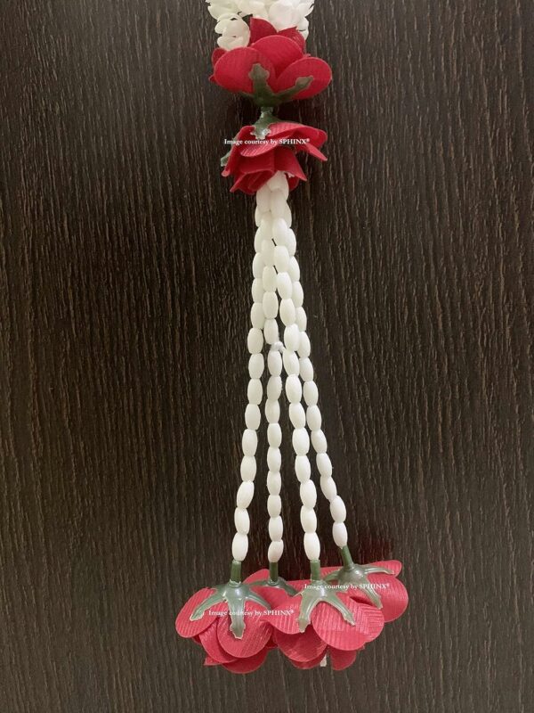 Artificial Jasmine Buds & Clustered Rose Strings - 2.5 ft, Red (6 Strings) for Festive Decor - Image 6