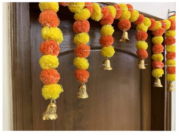 Artificial Marigold Garlands Door Toran Set - 1 Piece - Image 2