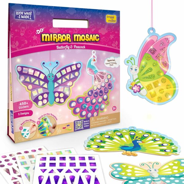 Mirror Mosaic Butterfly & Peacock Craft Kit - 450+ Stickers
