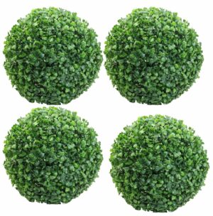 Set of 4 PVC Artificial Eucalyptus Topiary Balls - 23 cm Green