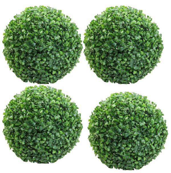 Set of 4 PVC Artificial Eucalyptus Topiary Balls - 23 cm Green